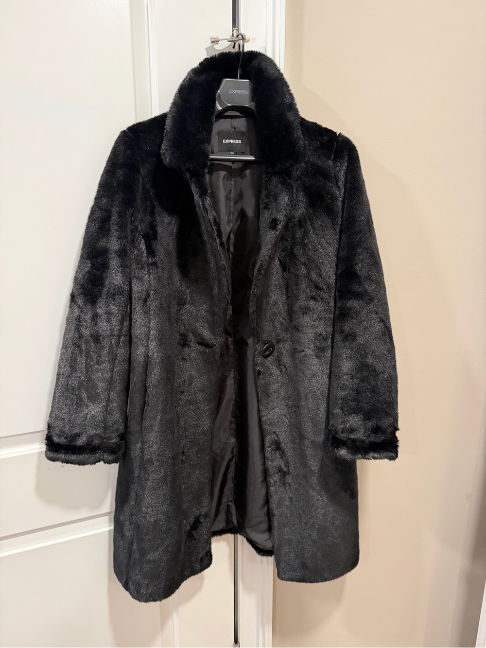 Express Black Faux Fur Puffer Coat